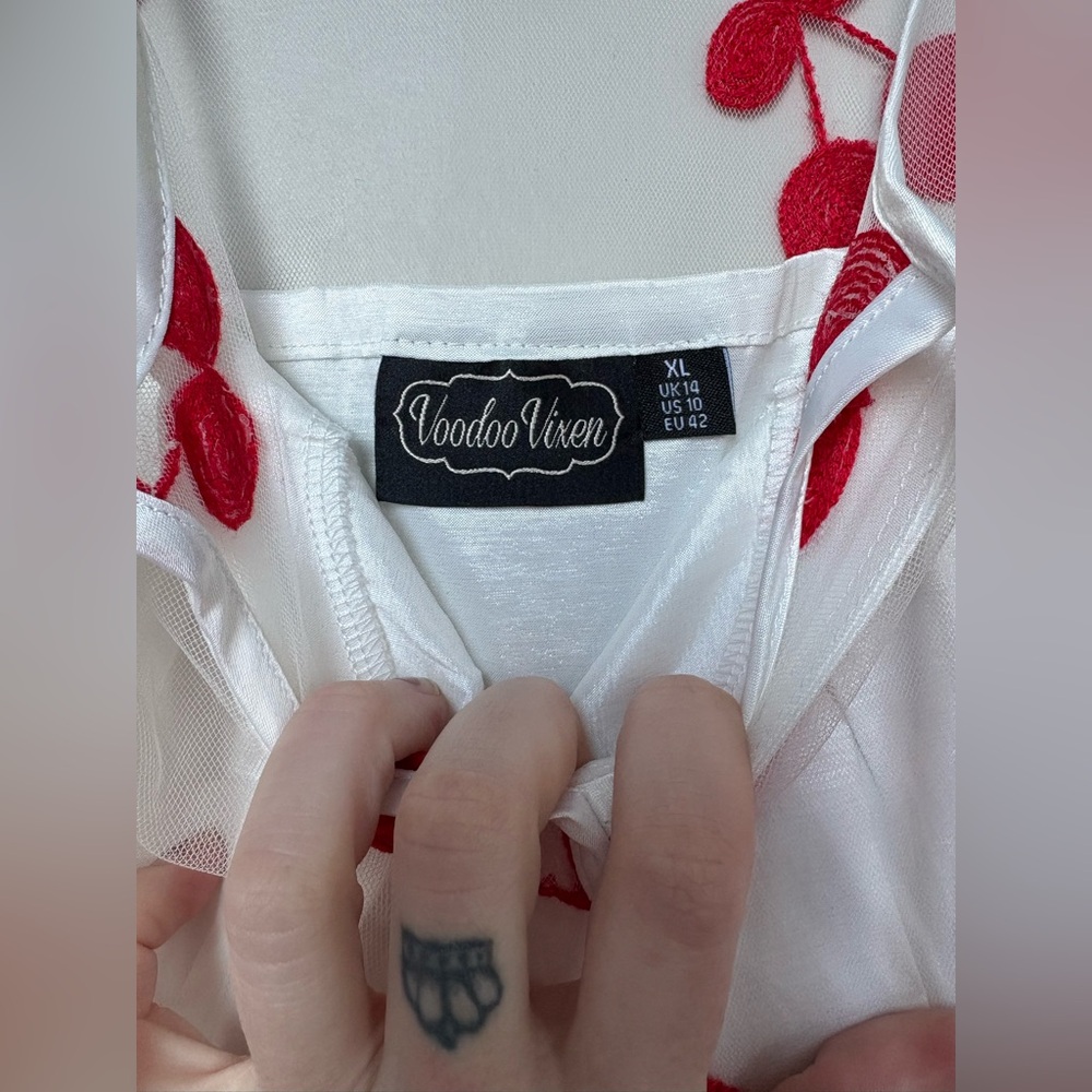 NWOT 60’s Inspired Voodoo Vixen Cherry Embroidered Flare Dress (XL) - Picture 4 of 5
